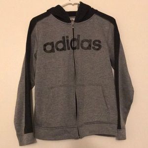 Boys (18/20) Adidas grey and black zip up hoodie